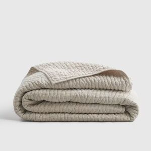 QUINCE European Linen Cotton Stitch Quilt King/Cal King Natural 4228